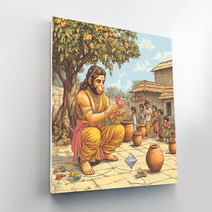 Hanuman Kite Workshop In Village Courtyard Numbered painting kits