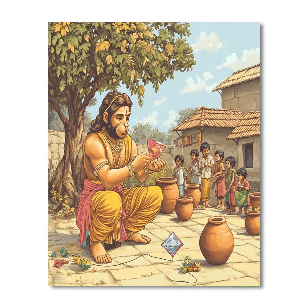 Hanuman Kite Workshop In Village Courtyard Numbered painting kits
