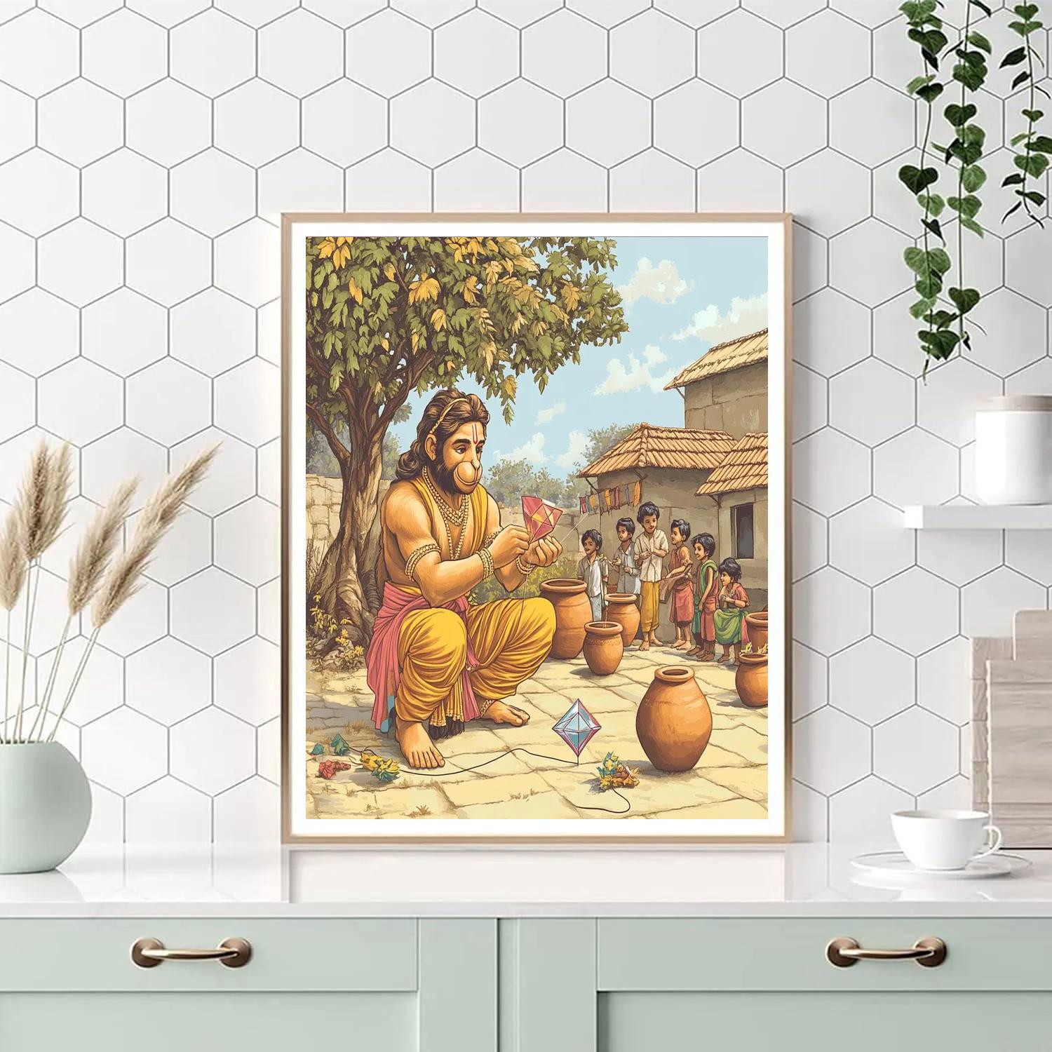 Hanuman Kite Workshop In Village Courtyard Numbered painting kits