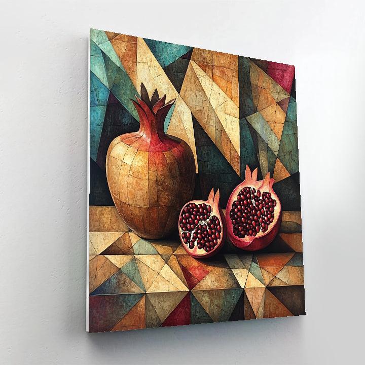 Pablo Picasso Inspired Fractured Still Life Of Pomegranates And Earthenware Vessel Paint by numbers kits