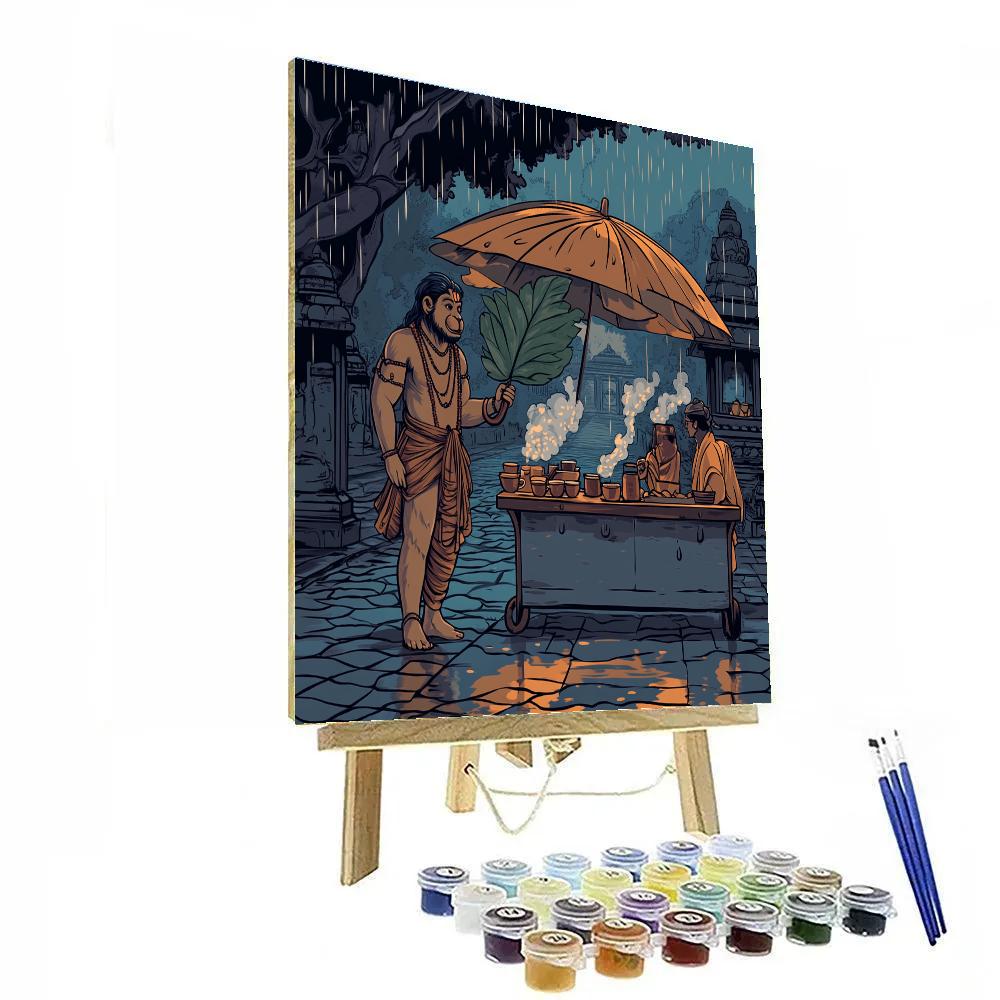 Hanuman Rainy Day Tea Stall Protector paint by color