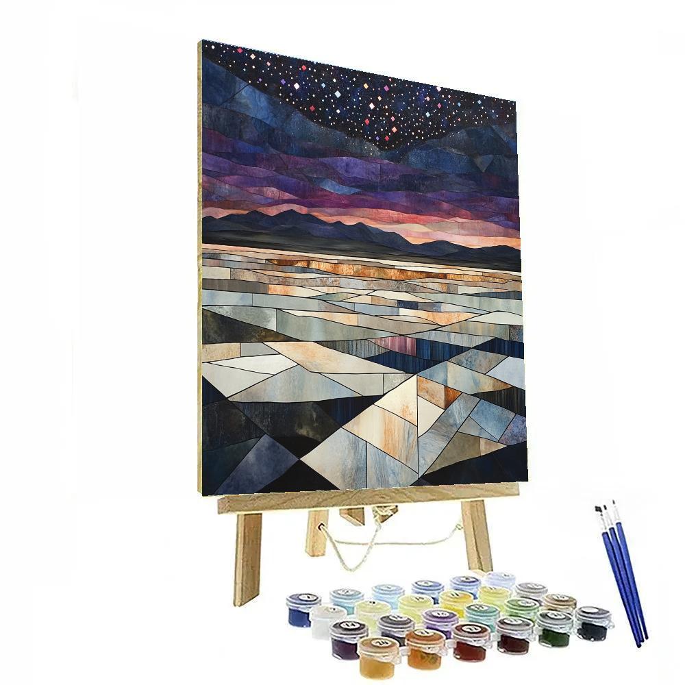 Pablo Picasso Inspired Cubist Salt Flats Under A Prismatic Night Sky paint by color
