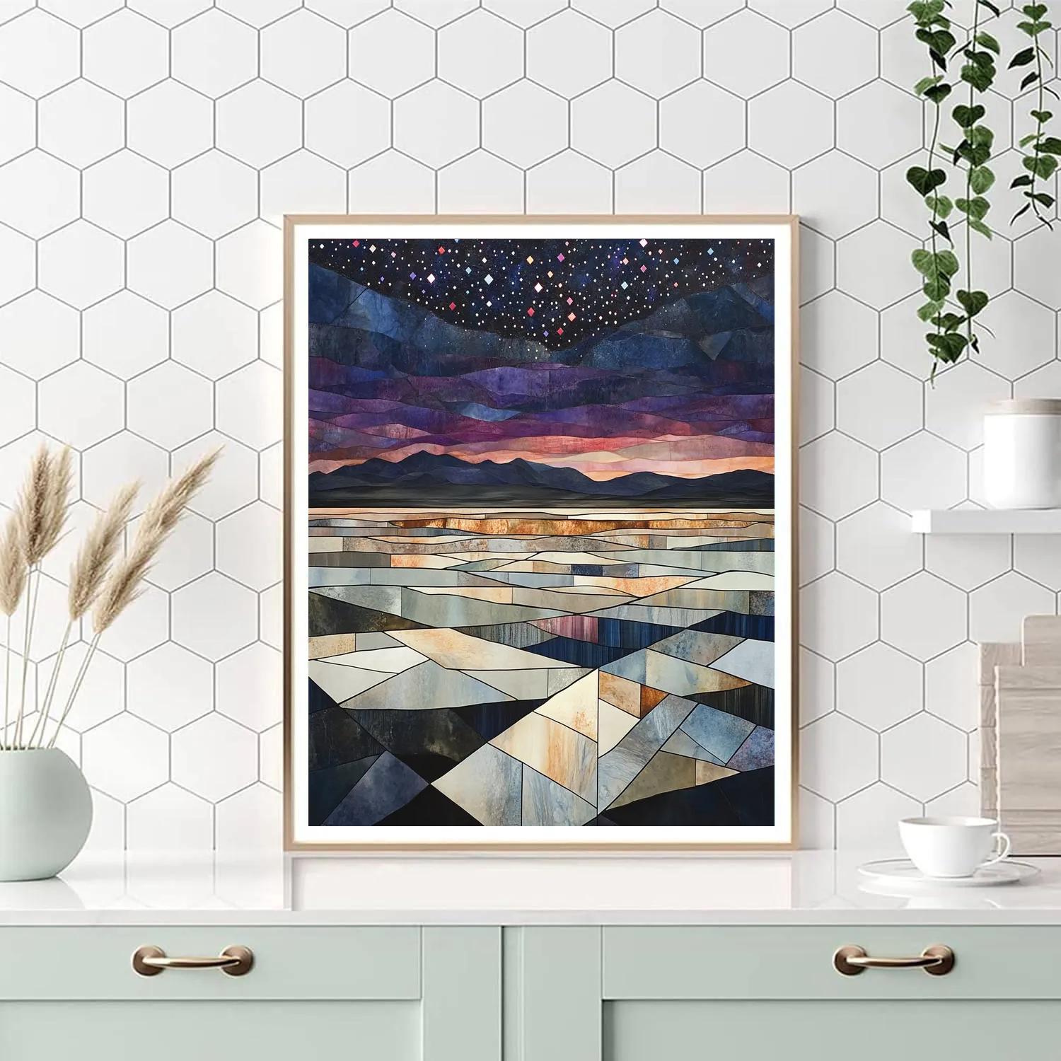 Pablo Picasso Inspired Cubist Salt Flats Under A Prismatic Night Sky paint by color