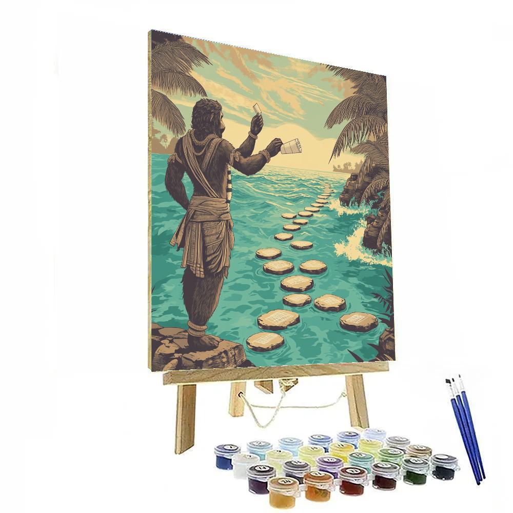 Hanuman Bridge Builder With Floating Stones Numbered painting kits