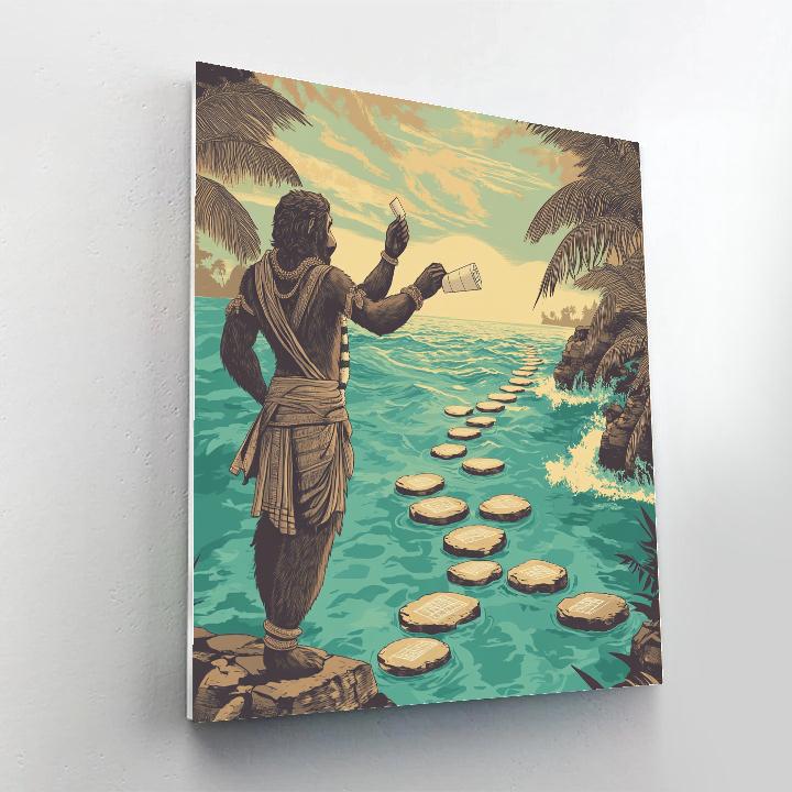 Hanuman Bridge Builder With Floating Stones Numbered painting kits
