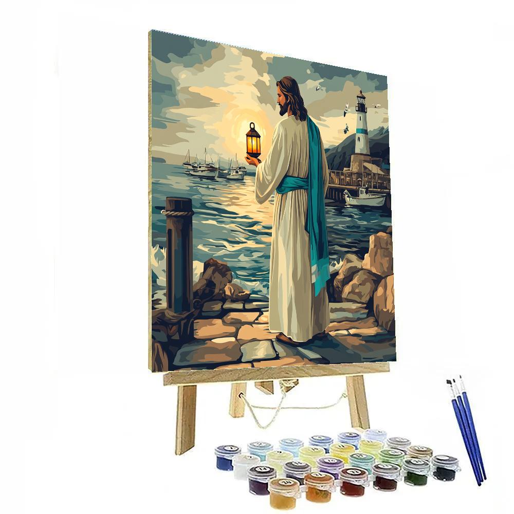 Jesus Lantern Keeper Of The Harbor Dawn painting number kit