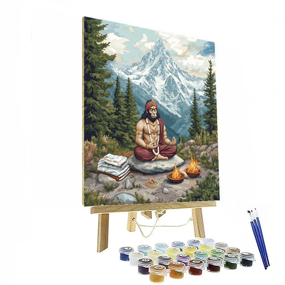 Hanuman Snowy Peak Meditation Camp paint by numbers