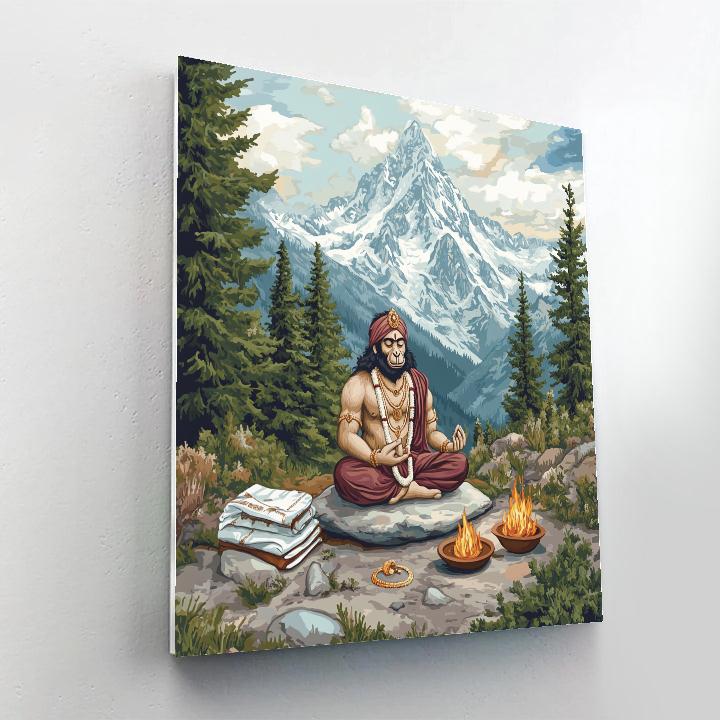 Hanuman Snowy Peak Meditation Camp paint by numbers