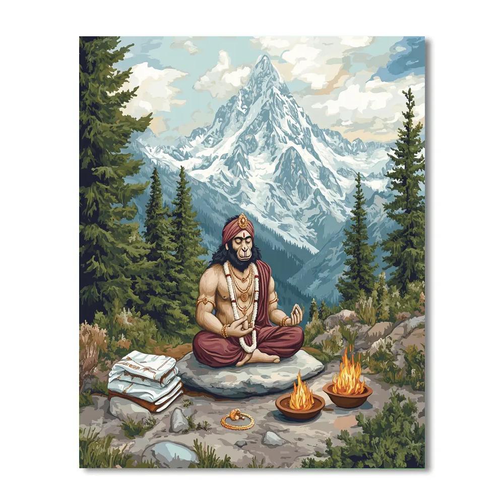 Hanuman Snowy Peak Meditation Camp paint by numbers
