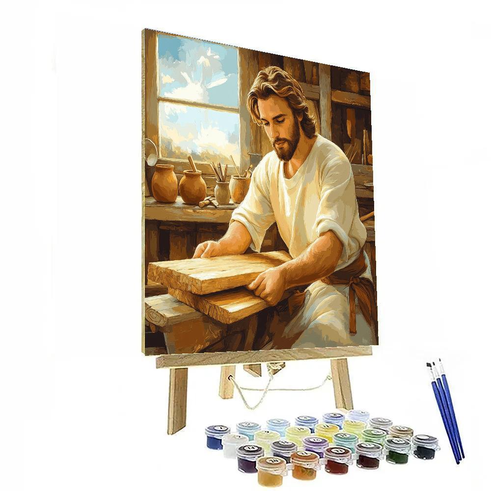 Carpenter Bench With Jesus At Work DIY paint by numbers