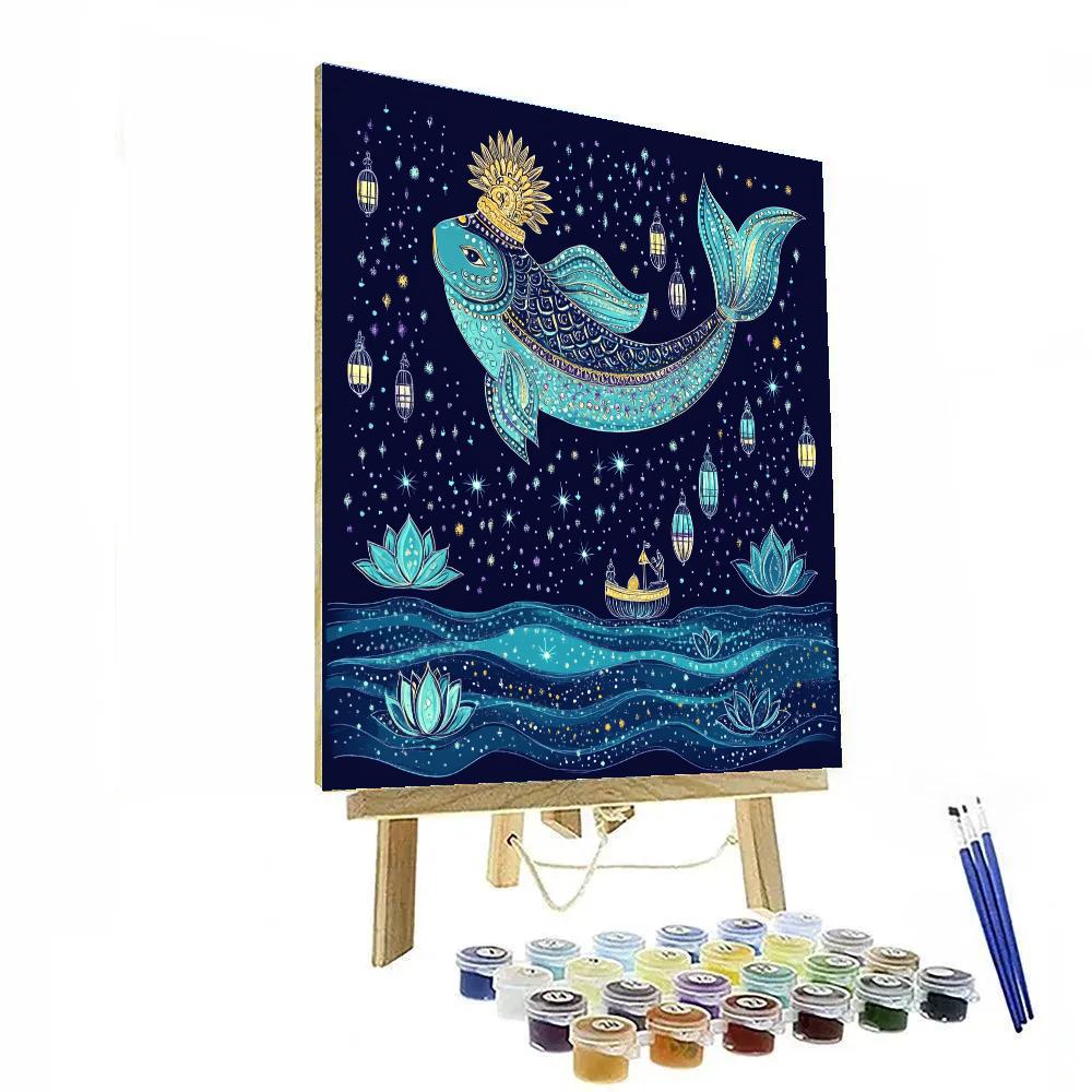 Matsya Lanterns Over The Cosmic River Number painting