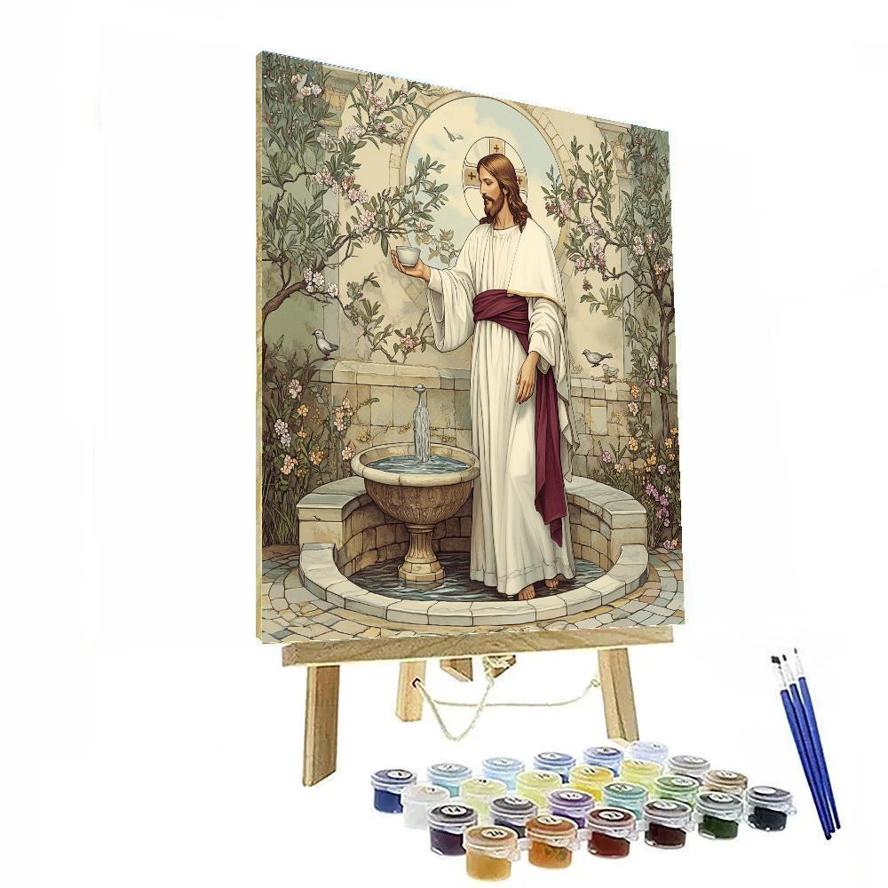Garden Fountain Conversation With Jesus Number painting
