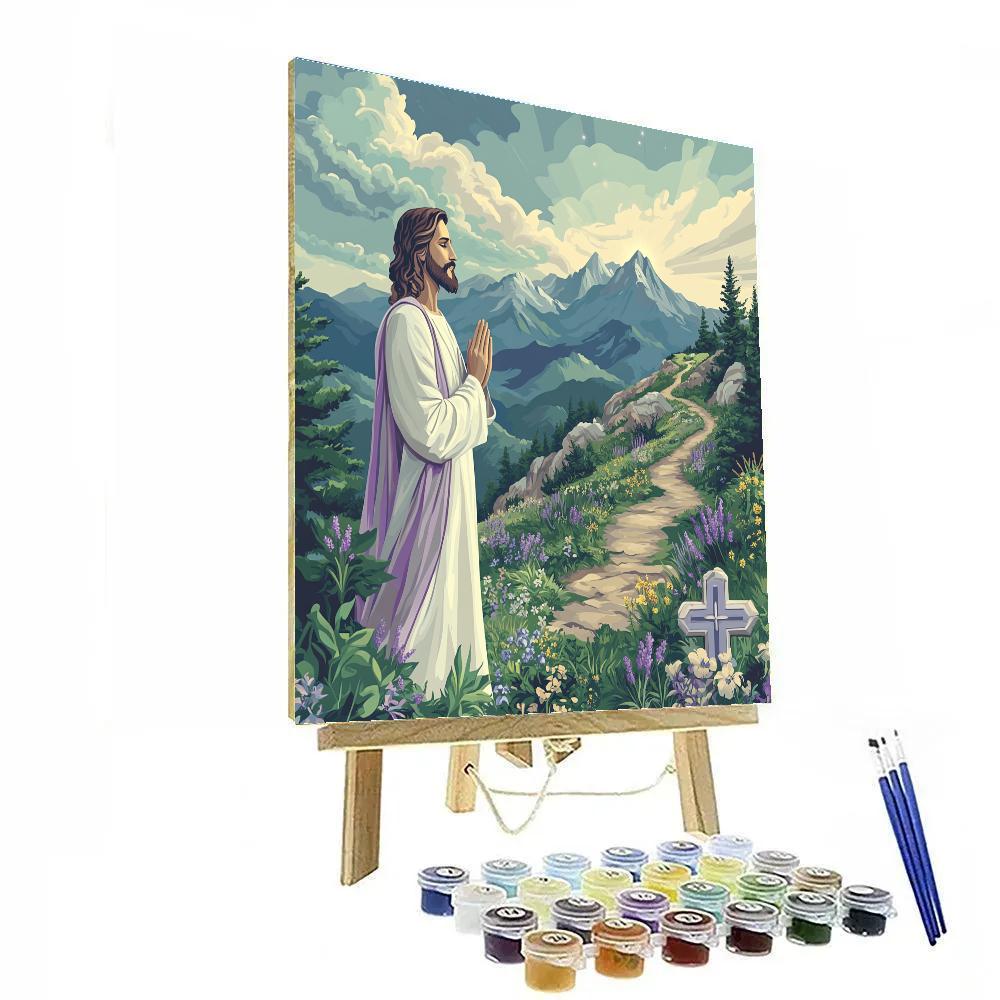 Mountain Breeze Prayer, Jesus At The Ridge Paint by numbers art