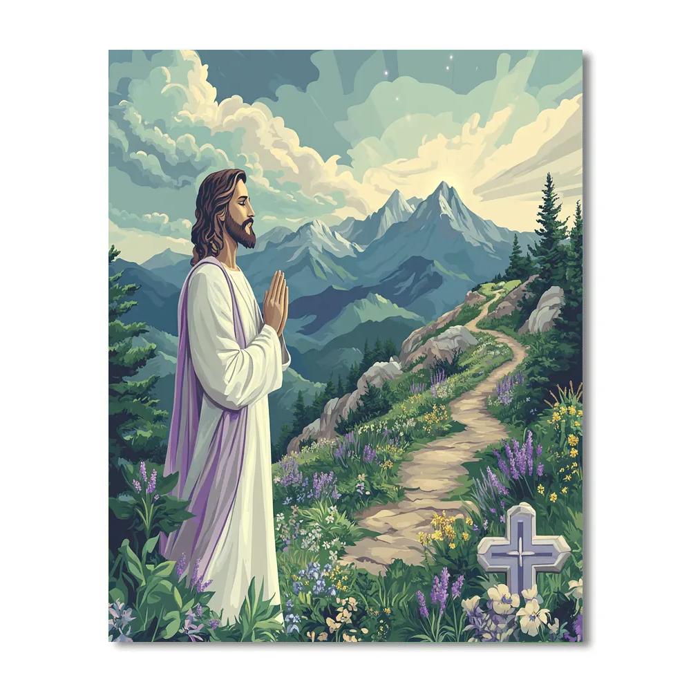 Mountain Breeze Prayer, Jesus At The Ridge Paint by numbers art