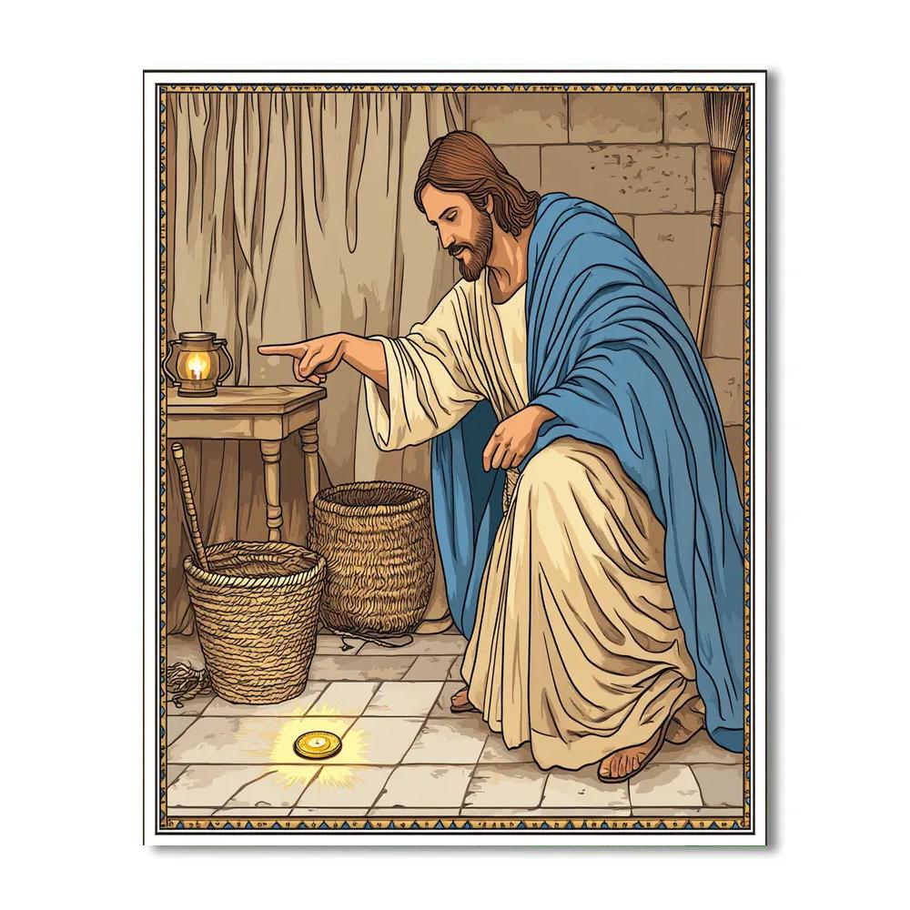 Jesus And The Lost Coin Lantern Search Numbered painting kits