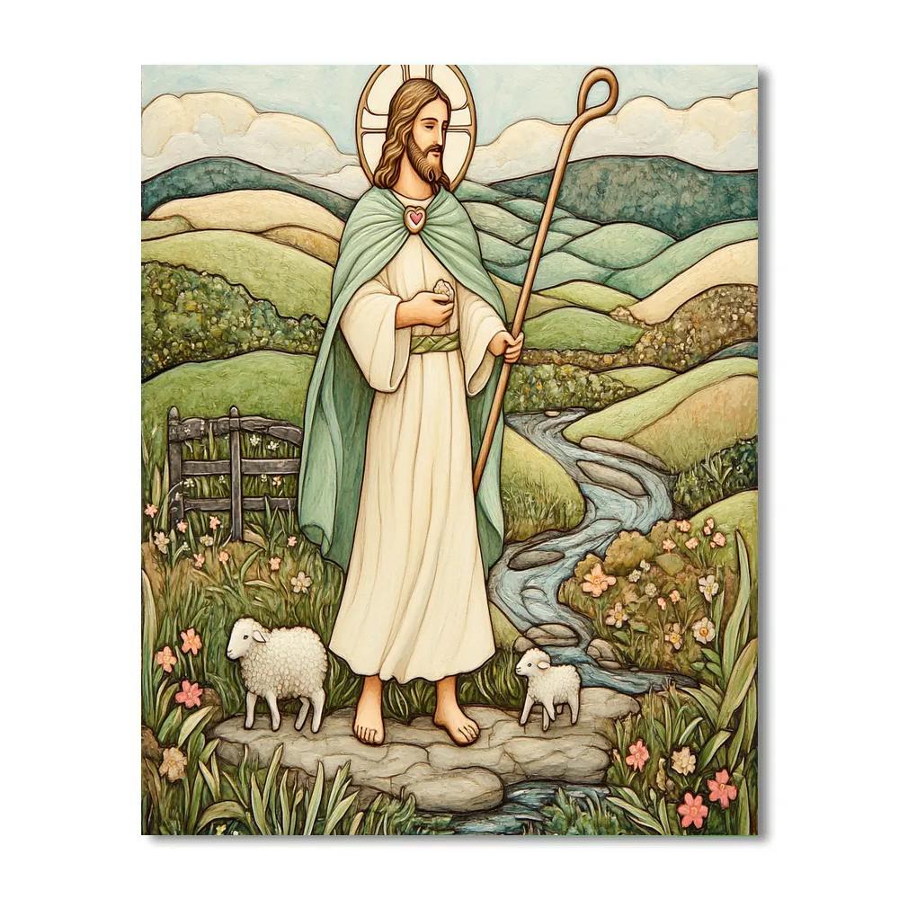 Jesus Shepherd Of Paper Cut Hills Painting by numbers kit