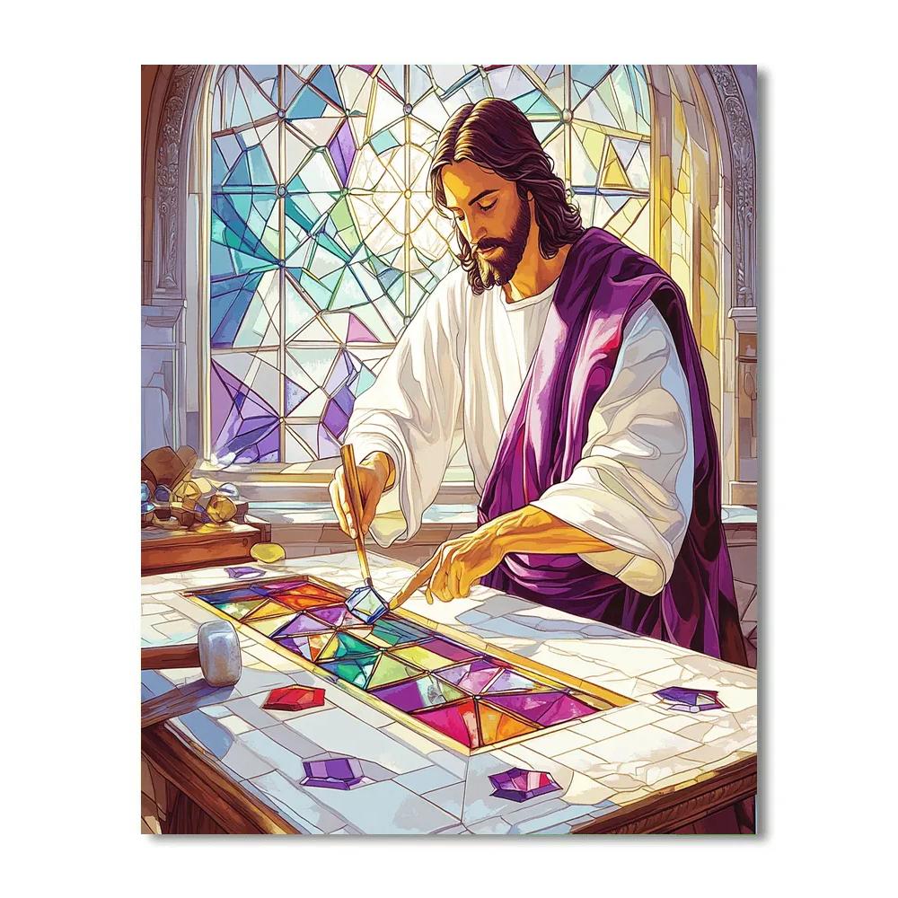 Stained Glass Workshop, Jesus As Light Restorer painting number kit