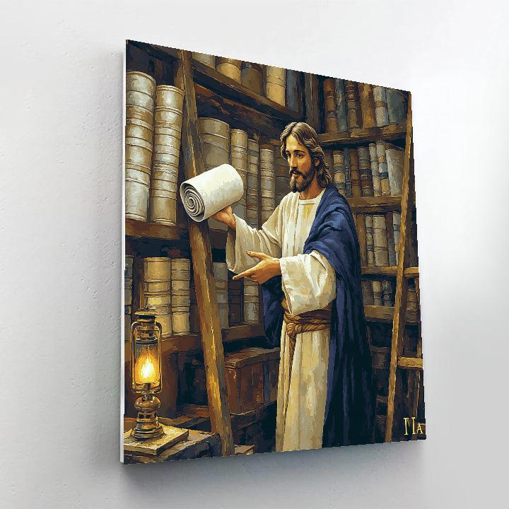Quiet Library Scrolls With Jesus Teaching painting number kit