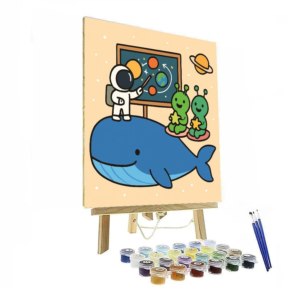 Comet Classroom On A Friendly Space Whale paint by numbers