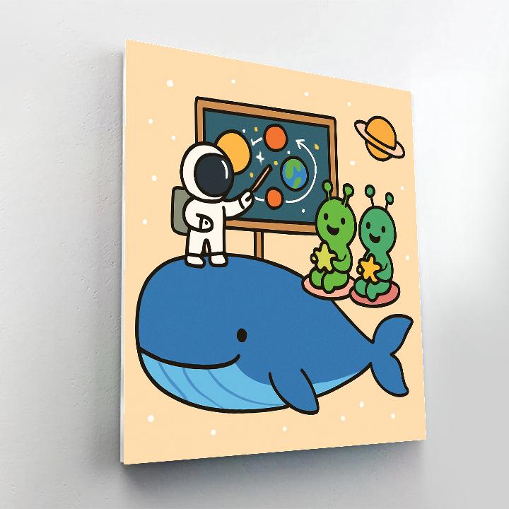 Comet Classroom On A Friendly Space Whale paint by numbers