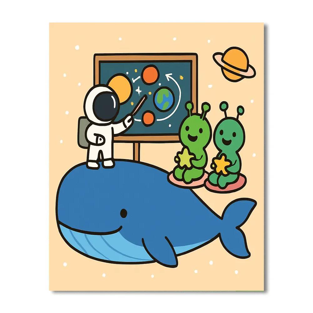 Comet Classroom On A Friendly Space Whale paint by numbers