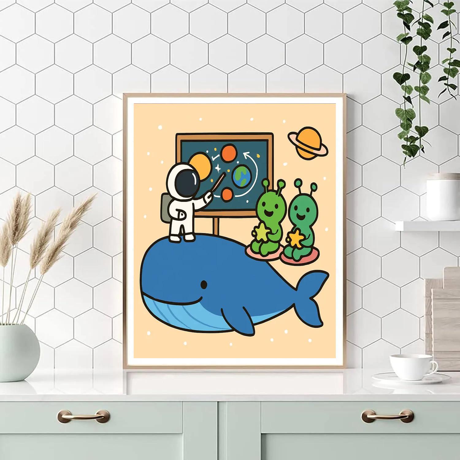 Comet Classroom On A Friendly Space Whale paint by numbers