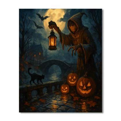 Lanterns Over The Hollow Bridge paint by color