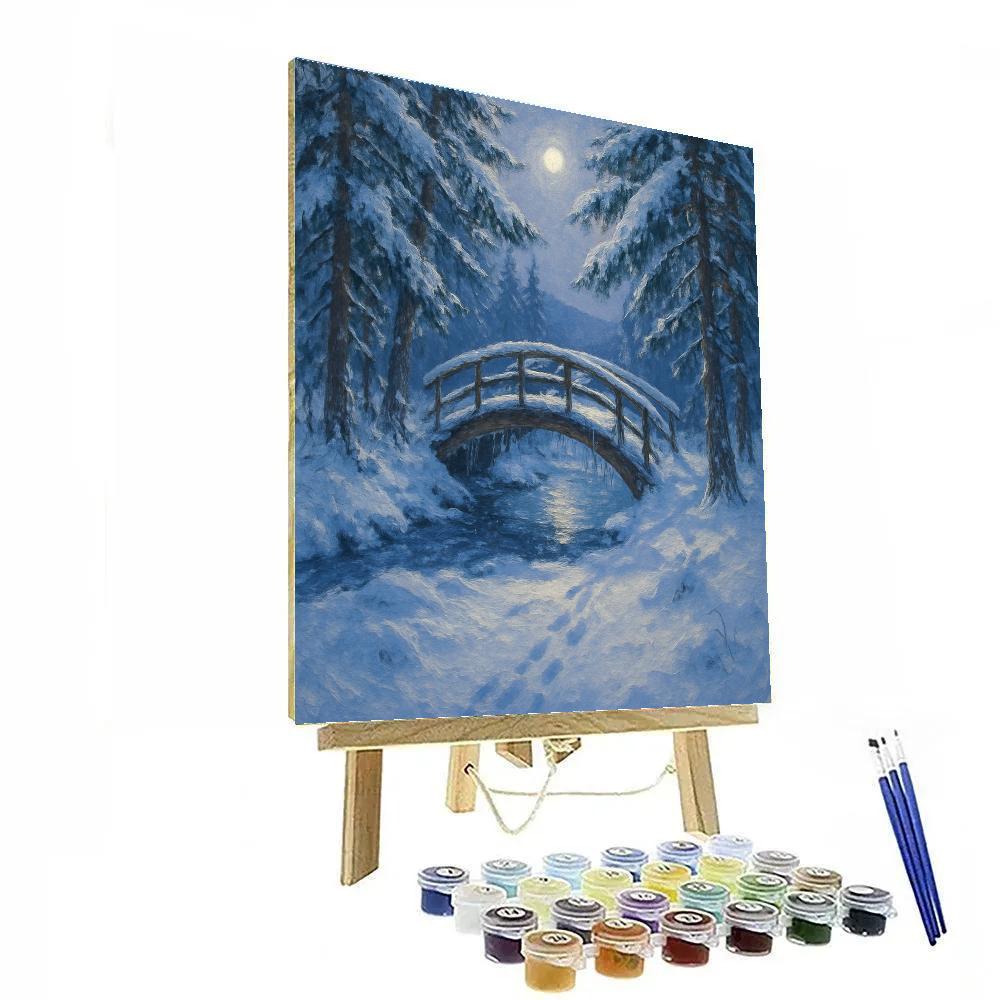 Moonlit Footbridge Over The Whispering Ice Paint by numbers art