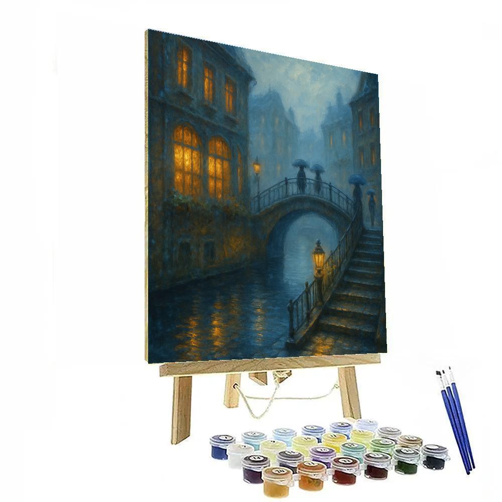 Lantern Mist Over The Canal Steps Number painting