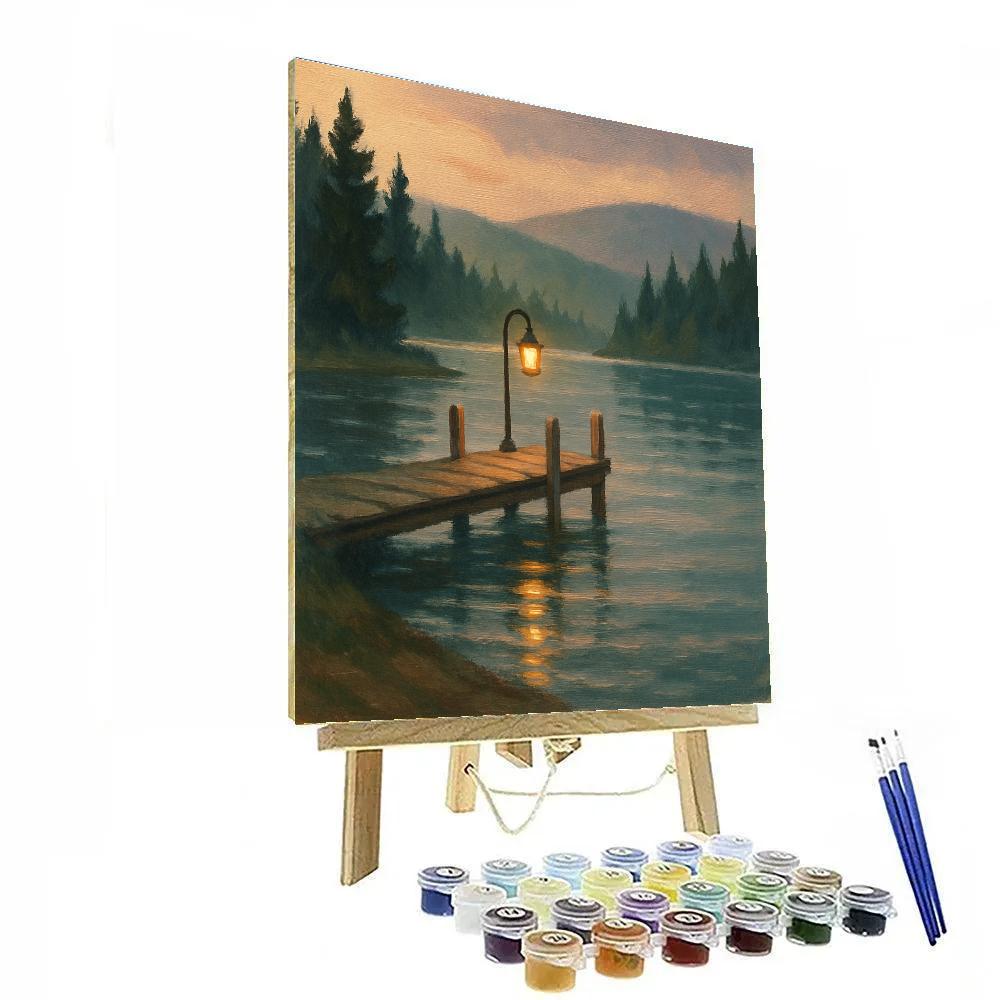 Lantern Glow On The Quiet Dock paint by number