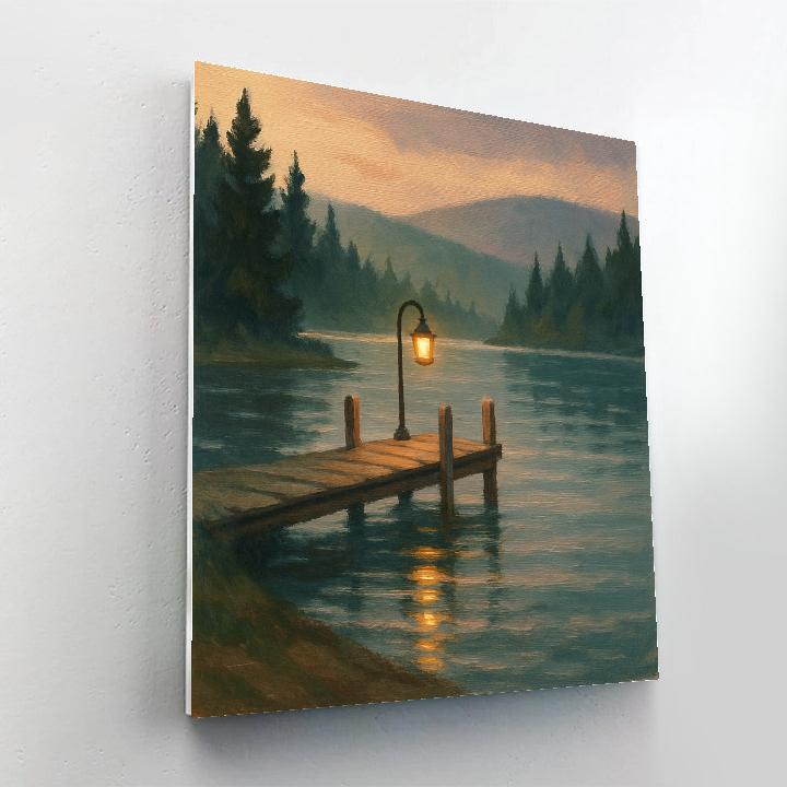 Lantern Glow On The Quiet Dock paint by number