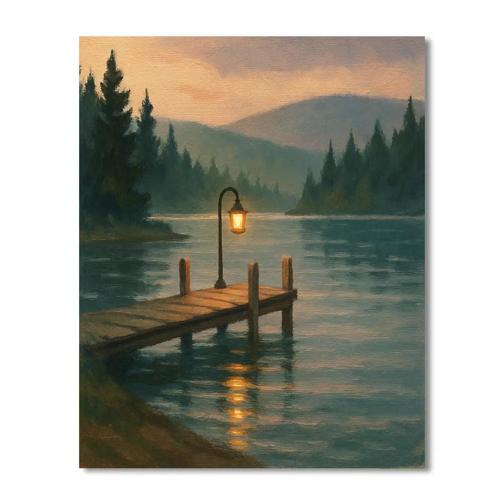 Lantern Glow On The Quiet Dock paint by number