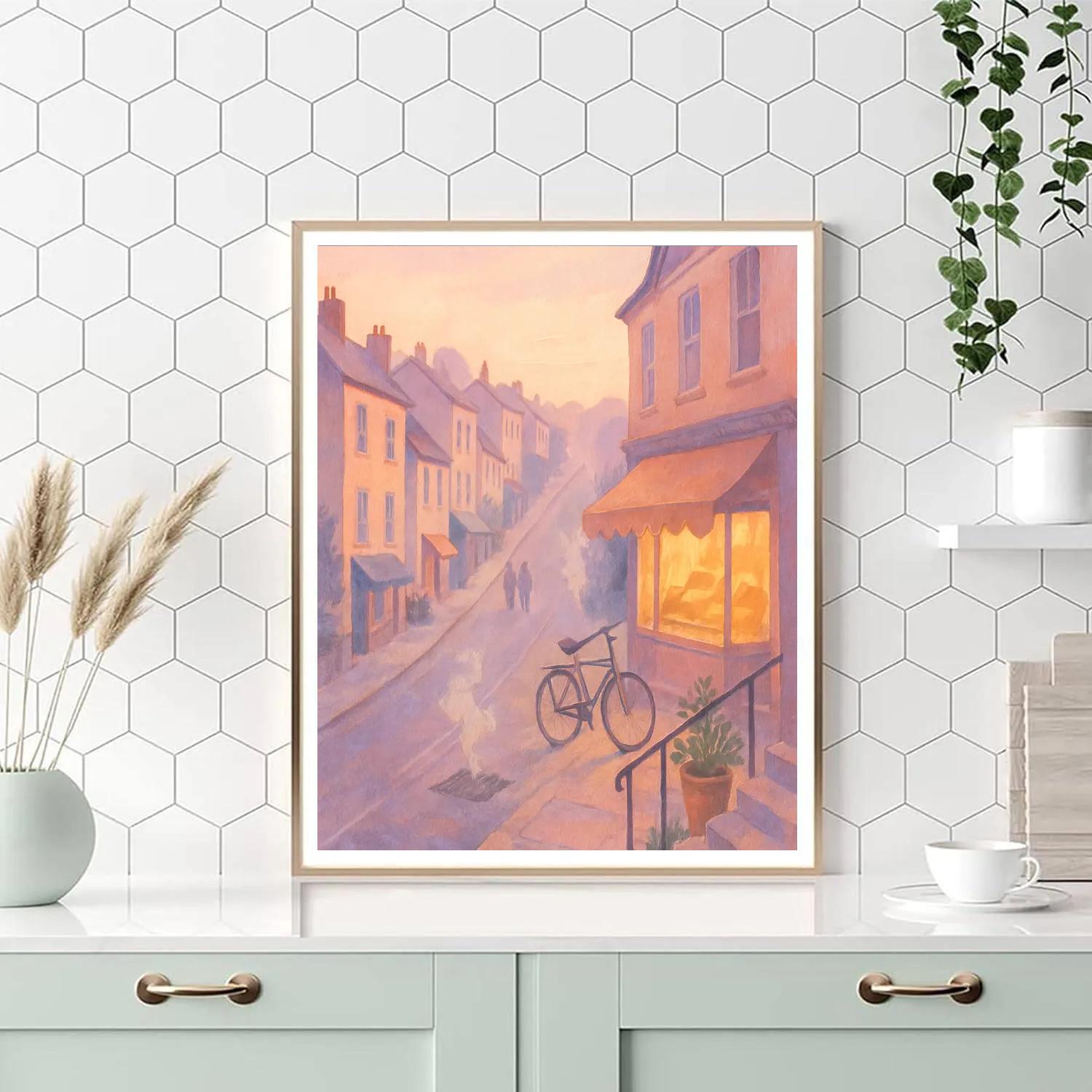 Dawn Bakery Glow On The Hill Street Number painting
