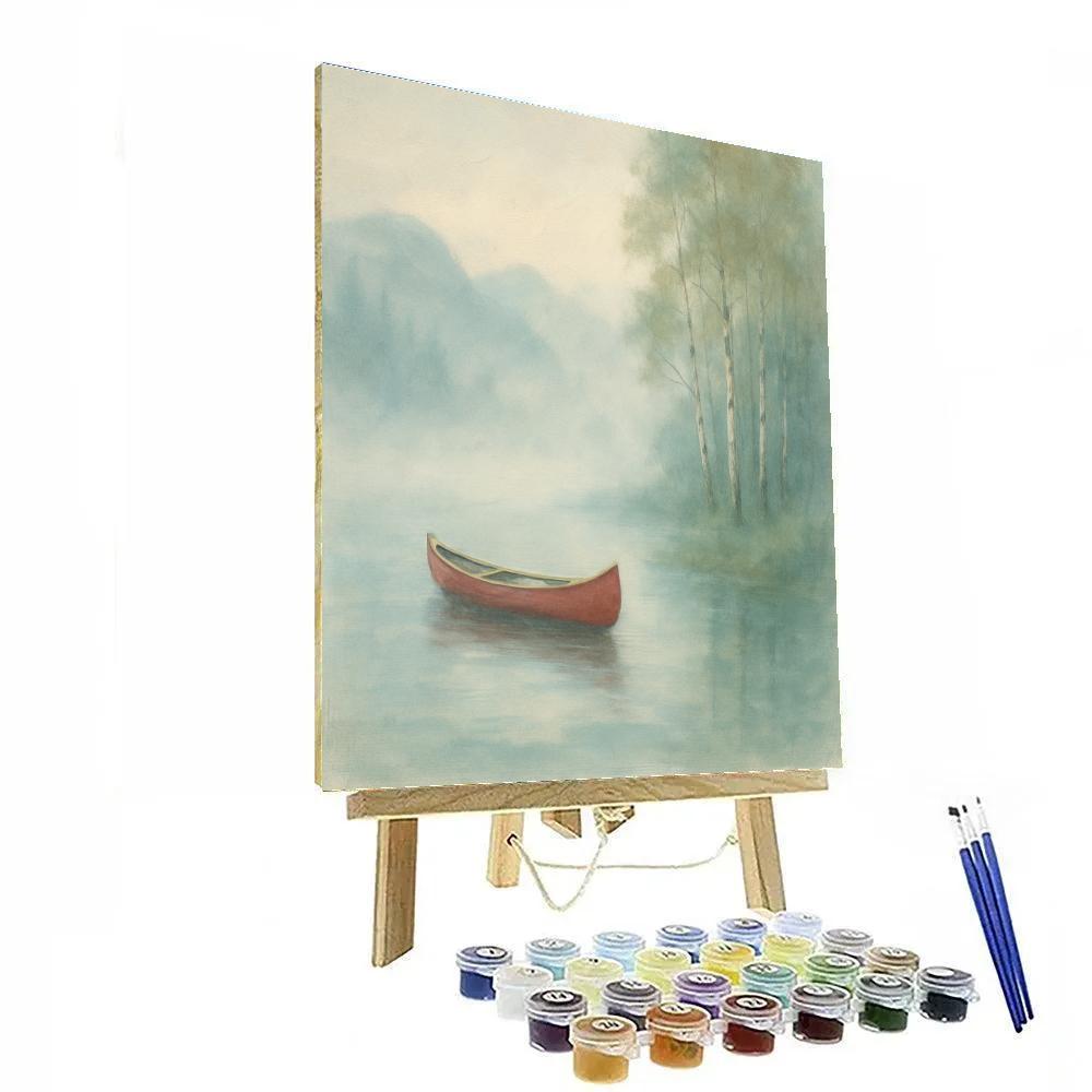 Misty Morning Canoe Drift Number painting