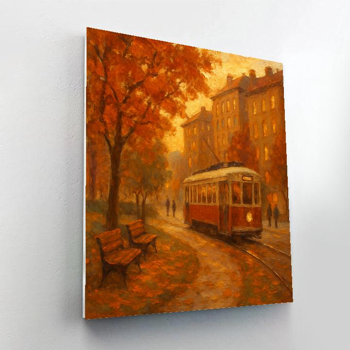Autumn Tram Through The Pocket Park Paint by numbers kits
