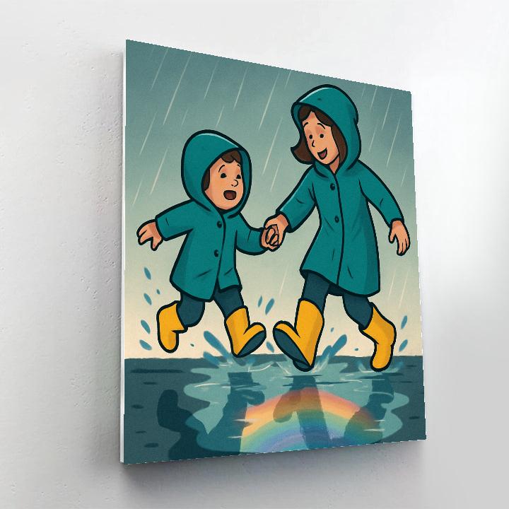 Raincoat Puddle Parade With Mom Number painting