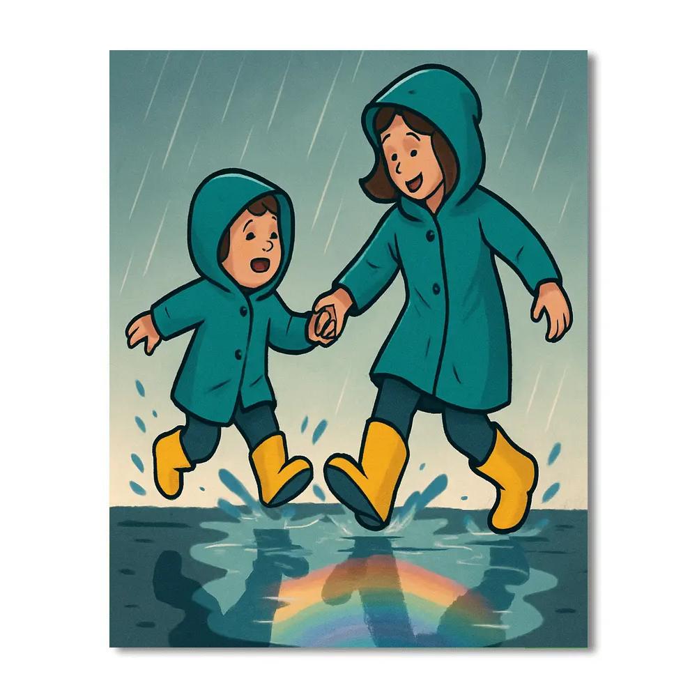 Raincoat Puddle Parade With Mom Number painting