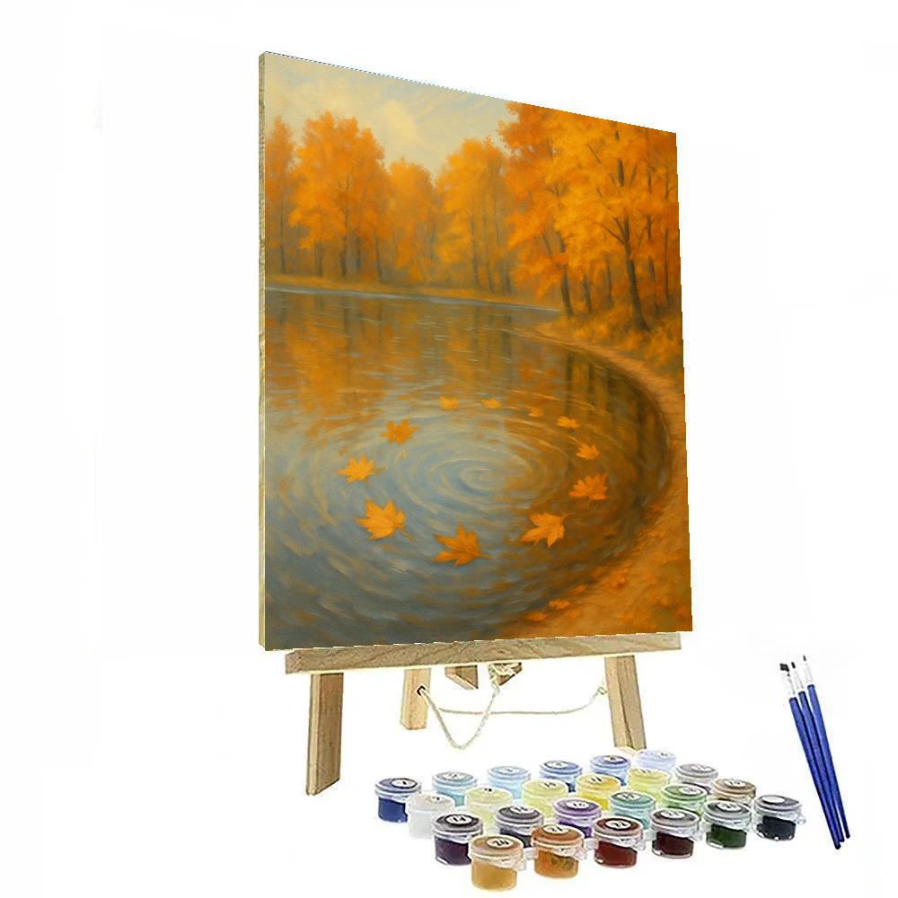 Autumn Leaves On Mirror Water Number painting