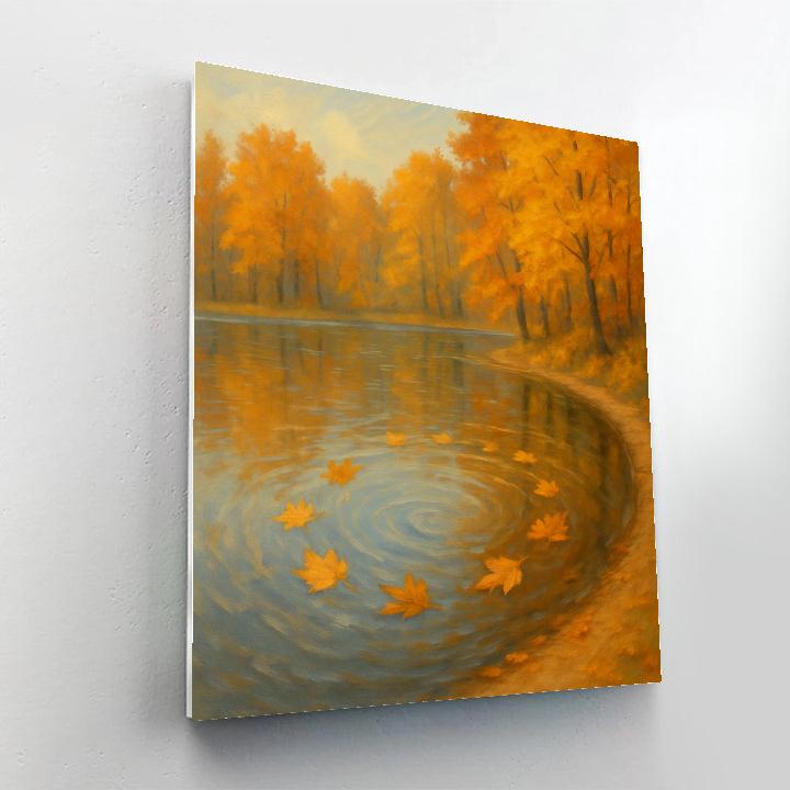 Autumn Leaves On Mirror Water Number painting