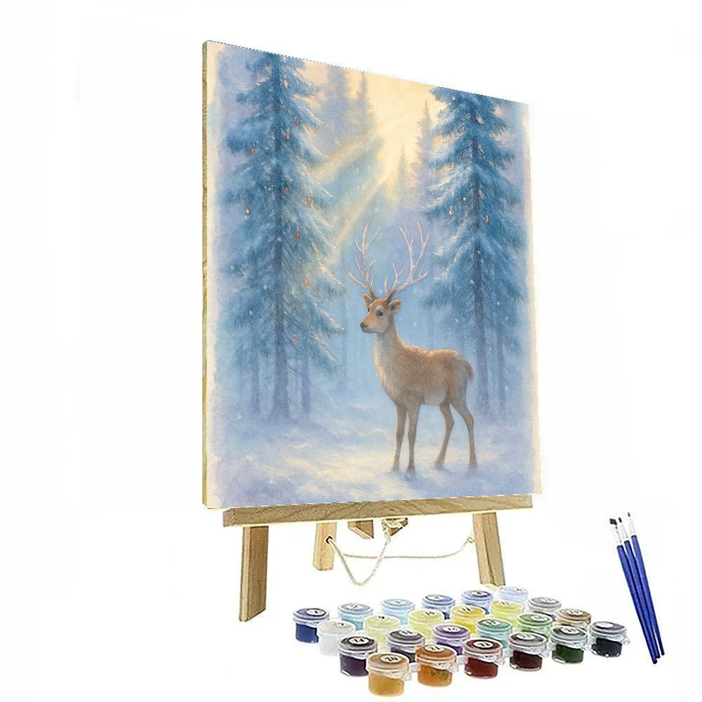 Reindeer Quilt Under Pine Beams Paint by numbers art