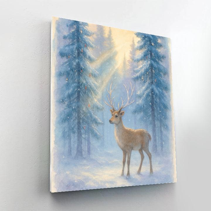 Reindeer Quilt Under Pine Beams Paint by numbers art