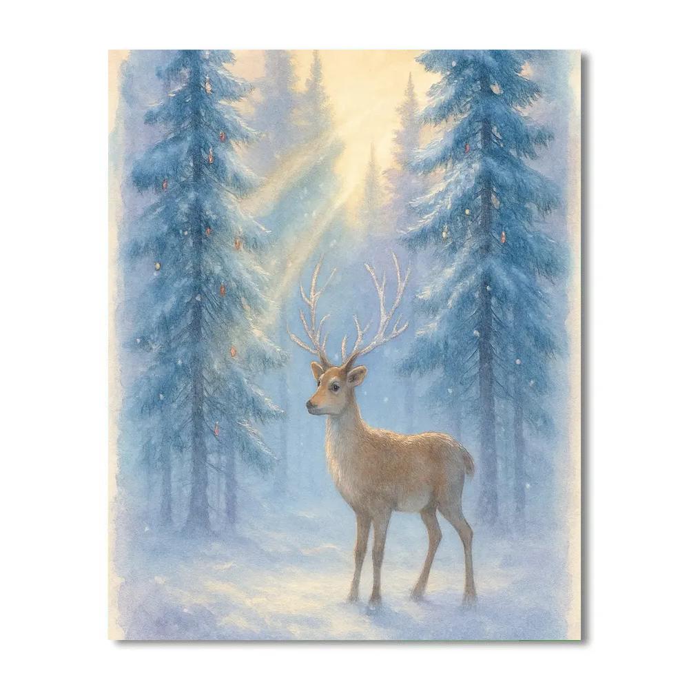 Reindeer Quilt Under Pine Beams Paint by numbers art