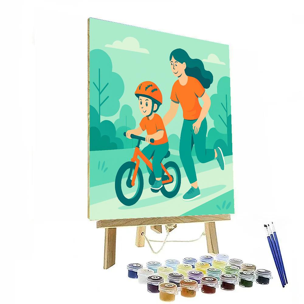 First Bike Balance With Mothers Steadying Hand DIY paint by numbers
