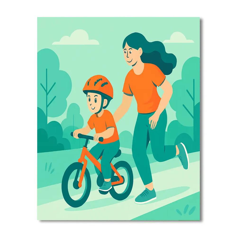 First Bike Balance With Mothers Steadying Hand DIY paint by numbers