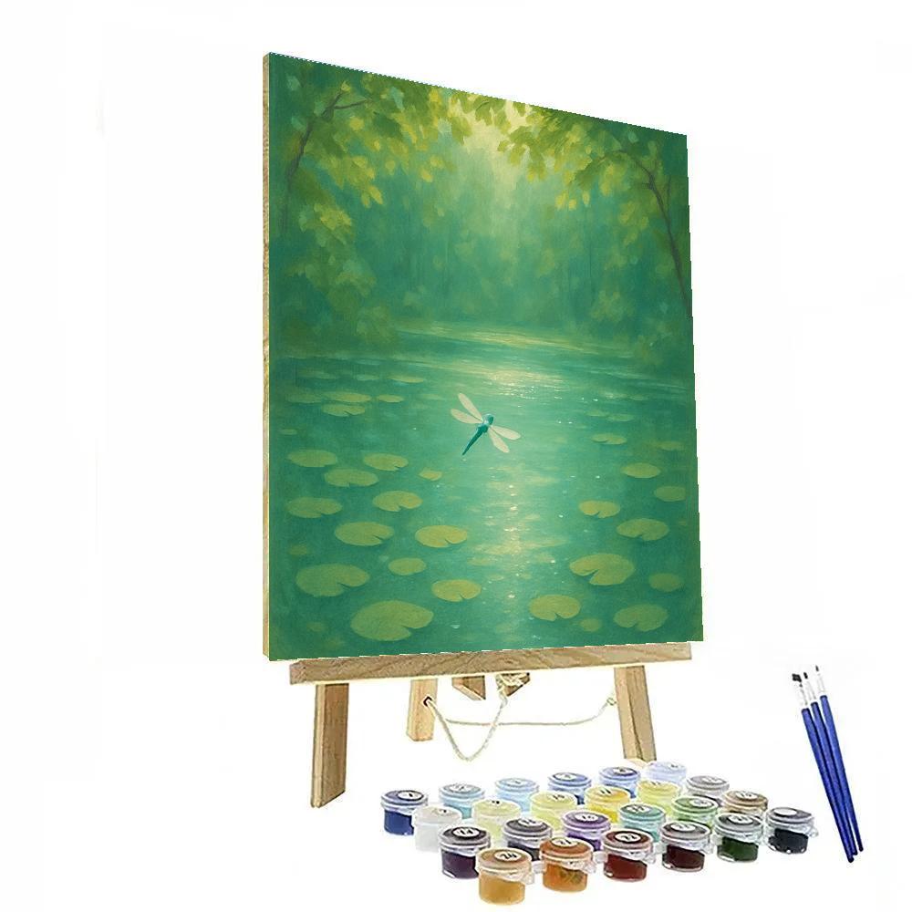 Summer Lily Pond With Dragonfly Pause Numbered painting kits