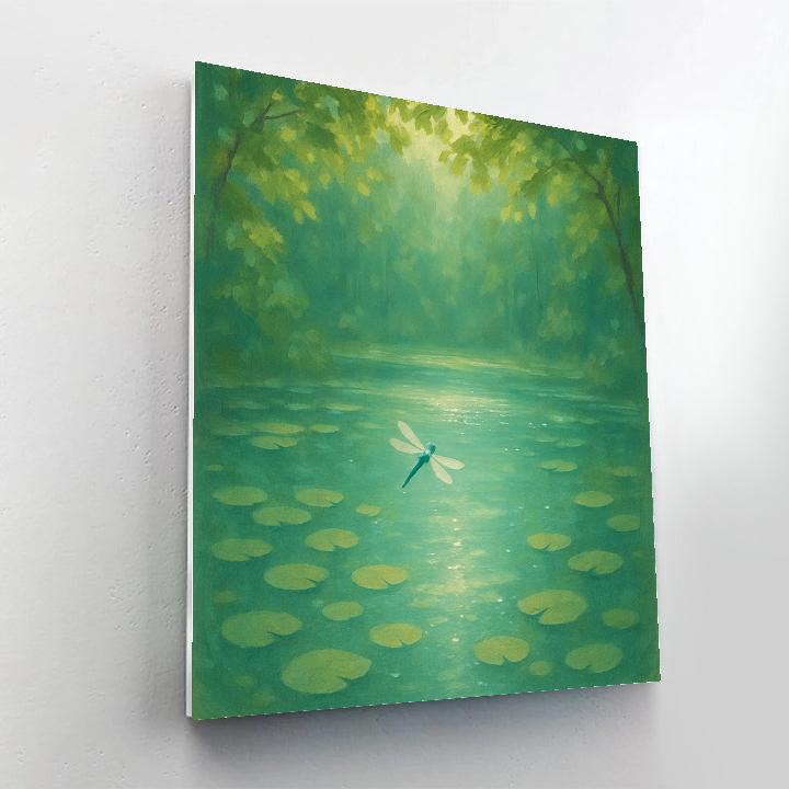 Summer Lily Pond With Dragonfly Pause Numbered painting kits