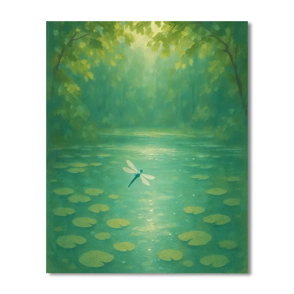 Summer Lily Pond With Dragonfly Pause Numbered painting kits
