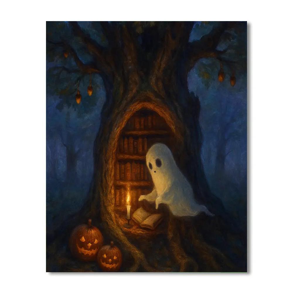 Moonlit Library Of The Haunted Oak Paint by numbers kits
