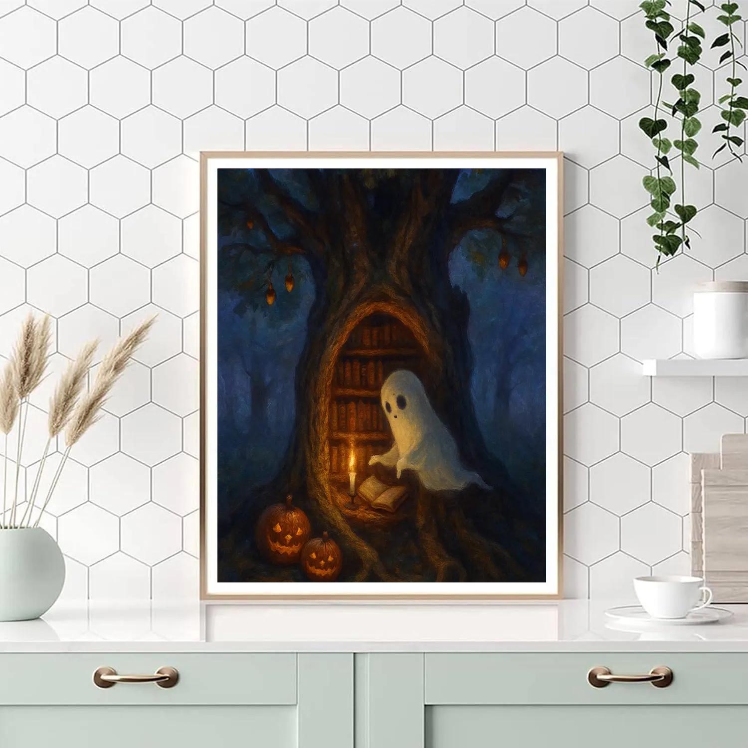 Moonlit Library Of The Haunted Oak Paint by numbers kits