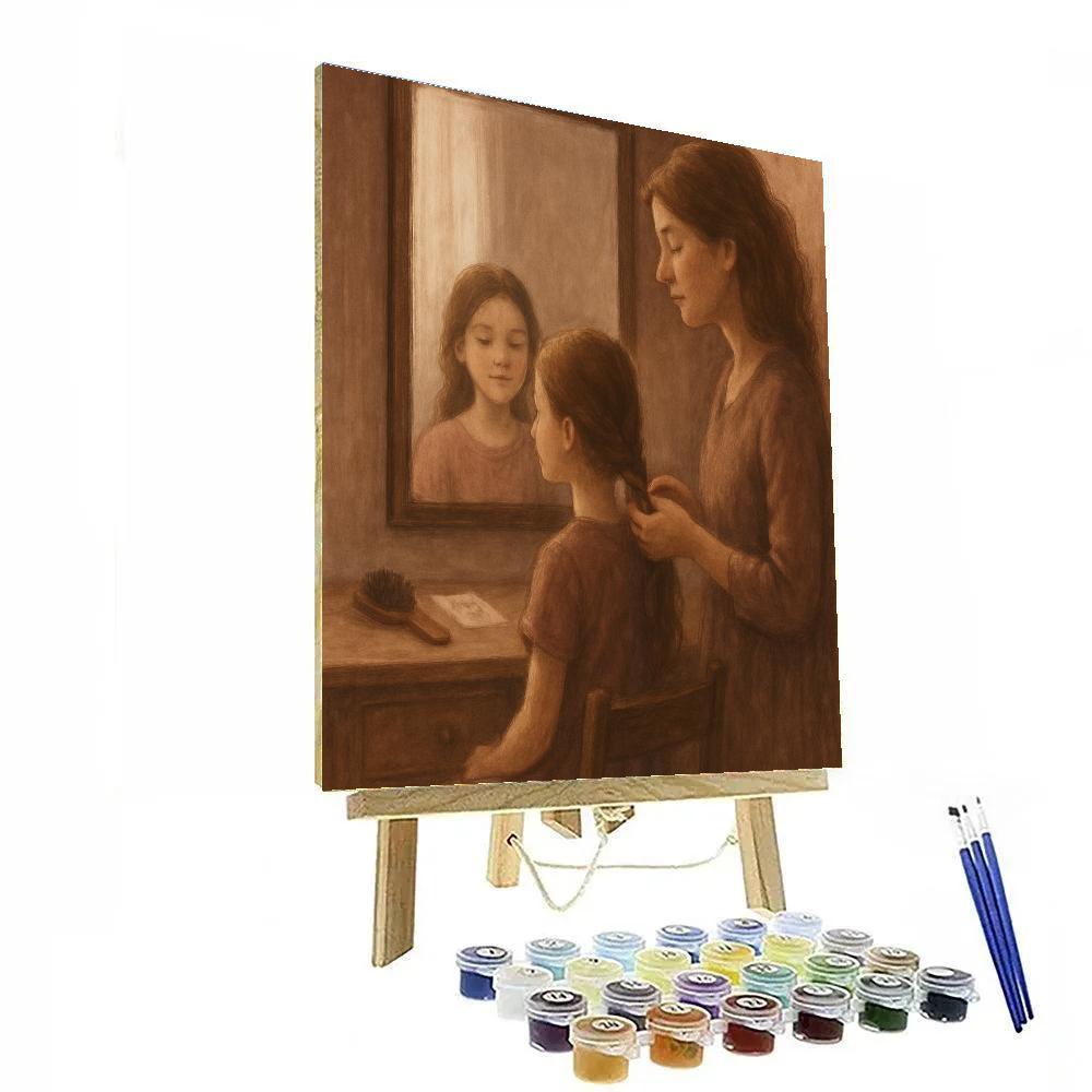 Braided Hair Mirror Reflection Morning Number painting